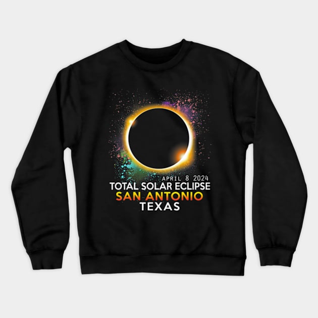 San Antonio Texas Totality Total Solar Eclipse April 8 2024 Crewneck Sweatshirt by SanJKaka